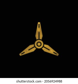 Blades gold plated metalic icon or logo vector