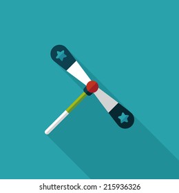 blades propeller toy flat icon with long shadow