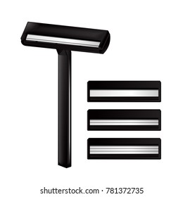 blades razor, black, razor isolated on white background in 3d illustration