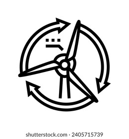 blades rotation wind turbine line icon vector. blades rotation wind turbine sign. isolated contour symbol black illustration