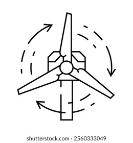 blades rotation wind turbine line icon vector. blades rotation wind turbine sign. isolated contour symbol black illustration