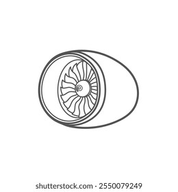 Blades of turbines of the engine of the plane, monochrome icons.