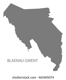 Blaenau Gwent Wales Map Grey