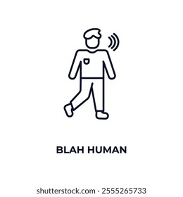 blah human outline icon. Linear vector from feelings concept. Thin line blah human icon isolated on white background