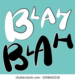 Blah blah vector poster, brush lettering, brush script, handmade font, handwritten words, greeting card, isolated on mint background