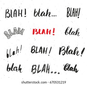Blah, blah words hand written set vector illustration isolated on white background