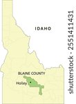 Blaine County and city of Hailey location on Idaho state map