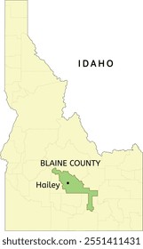 Blaine County and city of Hailey location on Idaho state map