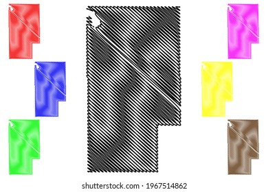 Blaine County, Oklahoma State (U.S. county, United States of America) map vector illustration, scribble sketch Blaine map