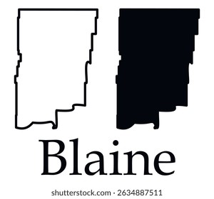 Blaine (Montana) city map with black border outline vector