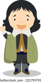 Blaise Pascal cartoon character. Vector Illustration. Kids History Collection.
