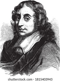 Blaise Pascal, Vintage engraving. From Popular France, 1869.