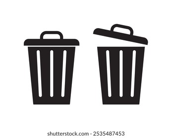 blak delete trash bin garbage icon close open vector design isolated background