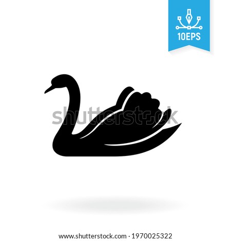 Blak swan silhouette vector illustration. Wild bird icon.