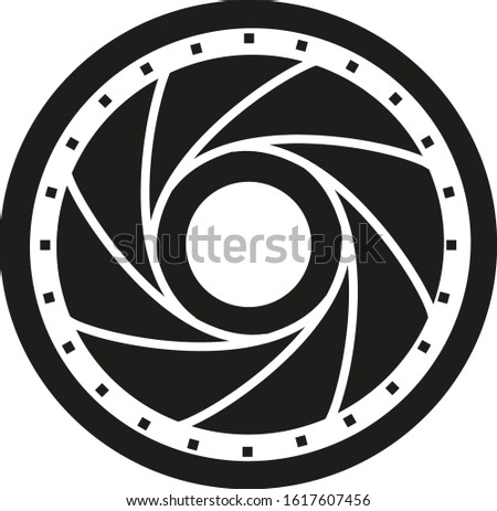Blak and white lens flat illustration