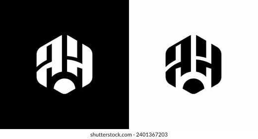 Blak and Withe AH logo design, AH Letter logo consept