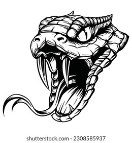 Blake Snake Head Logo. Graphics art stile. Mammal face - Black reptile