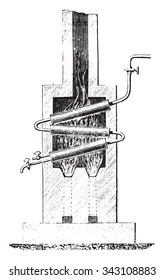 Blakey boiler, vintage engraved illustration. Industrial encyclopedia E.-O. Lami - 1875.
