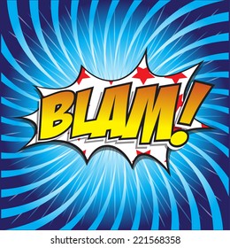 BLAM! wording sound effect set design for comic background, comic strip