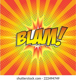 BLAM! wording sound effect set design for comic background, comic strip