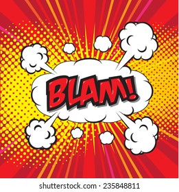 BLAM! wording sound effect set design for comic background, comic strip