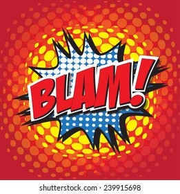 BLAM! wording sound effect set design for comic background, comic strip 