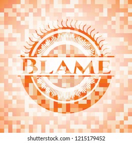 Blame Abstract Emblem, Orange Mosaic Background