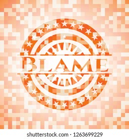 Blame Abstract Emblem, Orange Mosaic Background