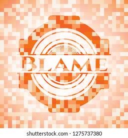 Blame Abstract Emblem, Orange Mosaic Background