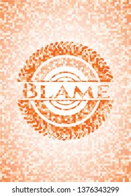 Blame Abstract Emblem, Orange Mosaic Background