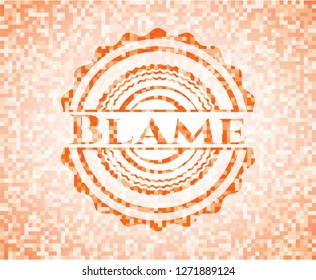 Blame Abstract Orange Mosaic Emblem