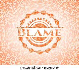 Blame Abstract Orange Mosaic Emblem With Background