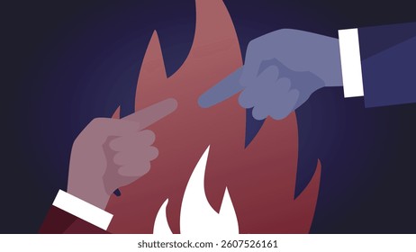 Blame Game Conflict – Finger Pointing Illustration Vector