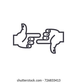 blame gesture vector line icon, sign, illustration on background, editable strokes