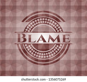 Blame red seamless emblem or badge with abstract geometric pattern background.