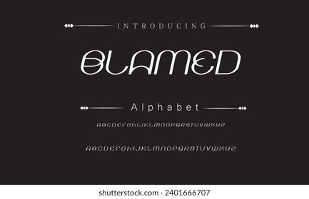Letra elegante en mayúscula, minúscula y número. Diseños de moda mínimos con letras clásicas. Tipografía moderna de serif con el concepto de vintage decorativo regular. ilustración vectorial