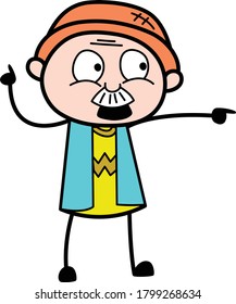 Blaming Grandpa Cartoon Vector Character Design Illustration