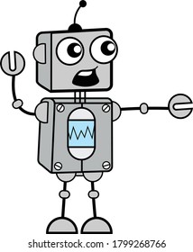 Blaming Robot Cartoon Vector Character Design Illustration