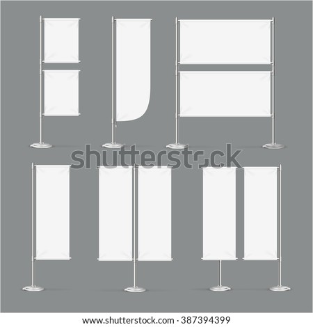 Blanc Banner Flag Mockups.  Ready Template. Vector illustration