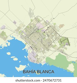 Bahía Blanca, Argentina map poster art