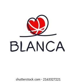 Blanca Calligraphy female name, Vector illustration.