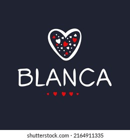 Blanca Calligraphy female name, Vector illustration.