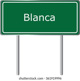 Blanca , Colorado , road sign green vector illustration, road table, USA city