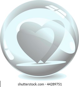 blanch glass ball with two heart