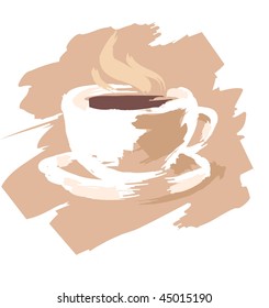 Blanching cup coffee on beige background