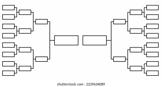 blank 16 team tournament bracket isolated on white background