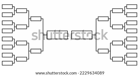 blank 16 team tournament bracket isolated on white background