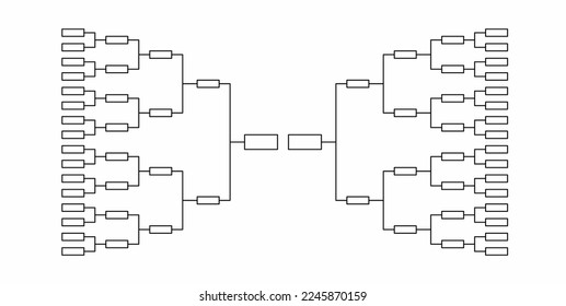 32 jugadores de torneo en blanco aislados en fondo blanco