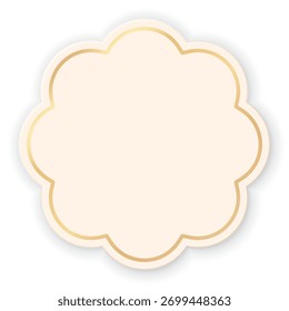 Blank 3D abstract flower frame with golden border isolated graphic illustration.