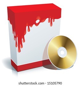 Blank 3d box with bloody background and CD.